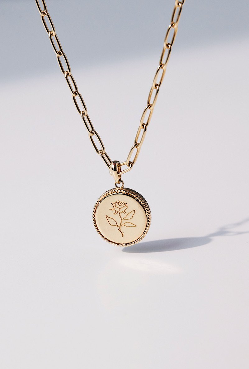 Rose coin necklace-EMF protection
