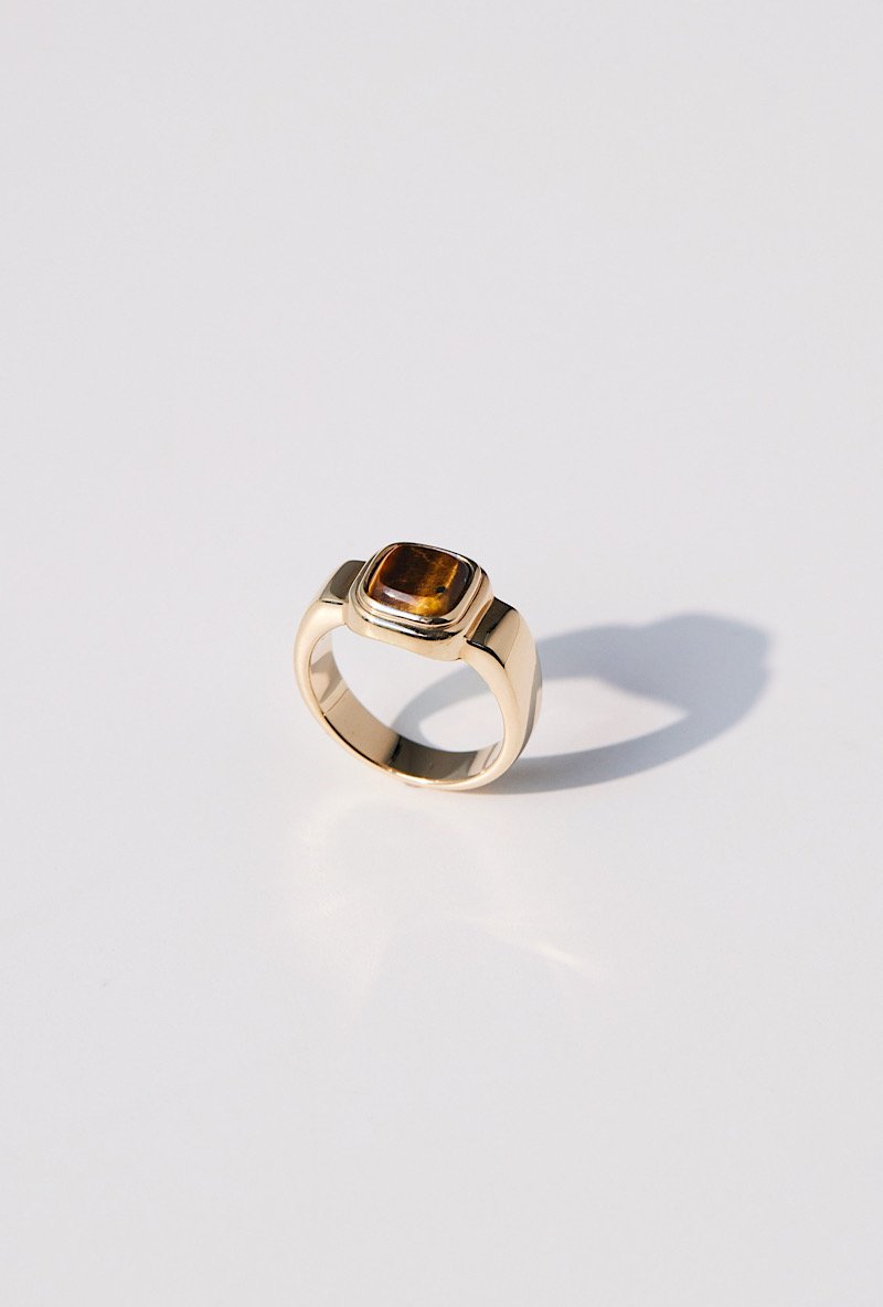 Stone signature ring mini(brown)