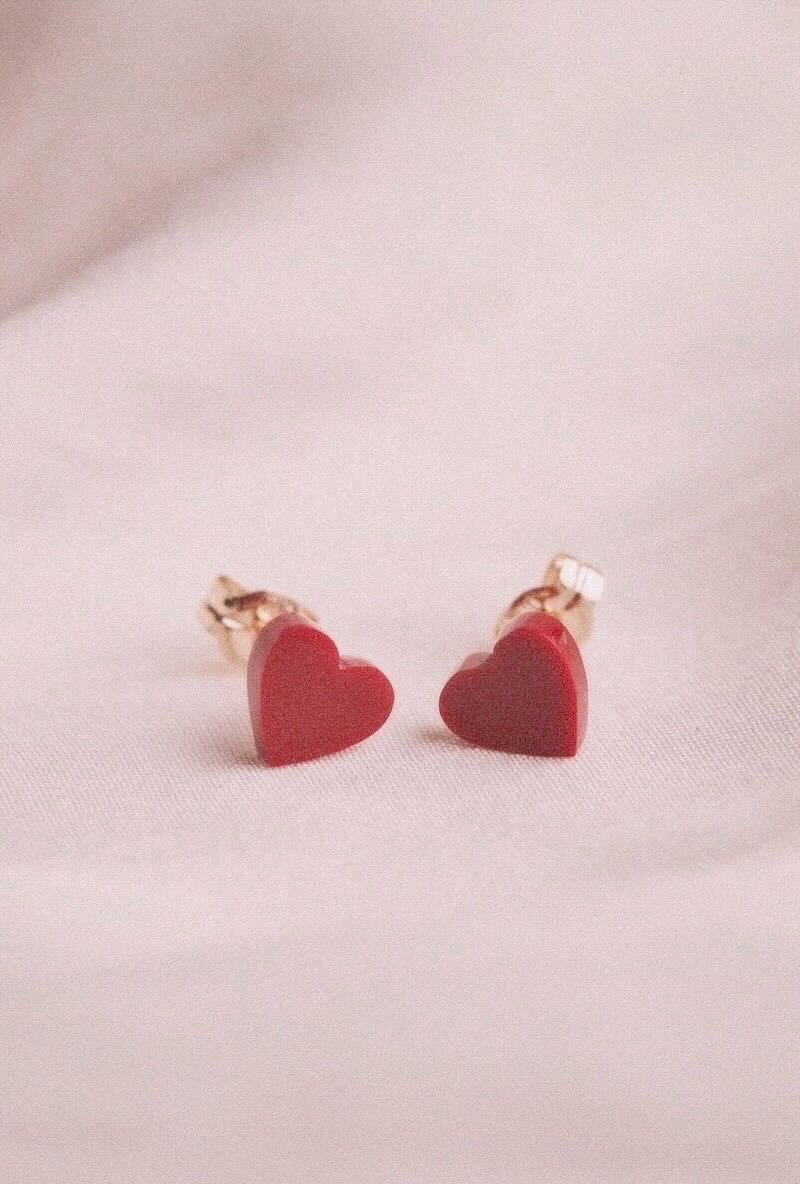 heart coral earrings
