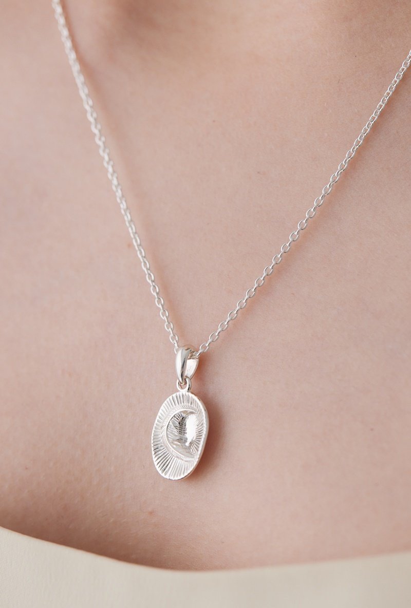 Feather moon necklace