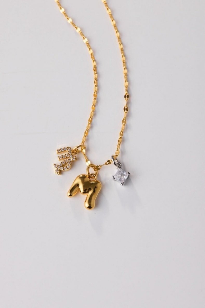 Cloudy initial necklace
